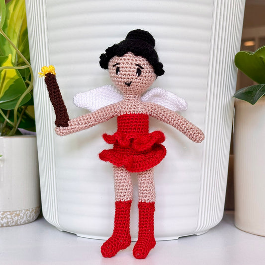 Fairy Ballerina Doll in Red - Crochet Plush Charm