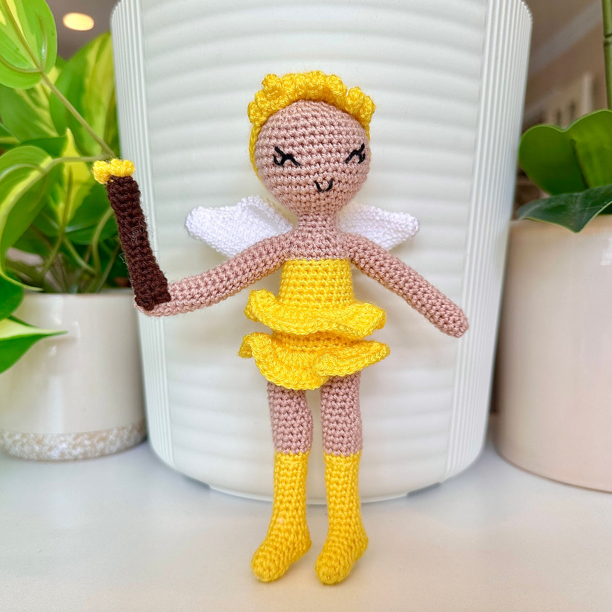 Fairy Ballerina Doll in Yellow - Crochet Plush Charm
