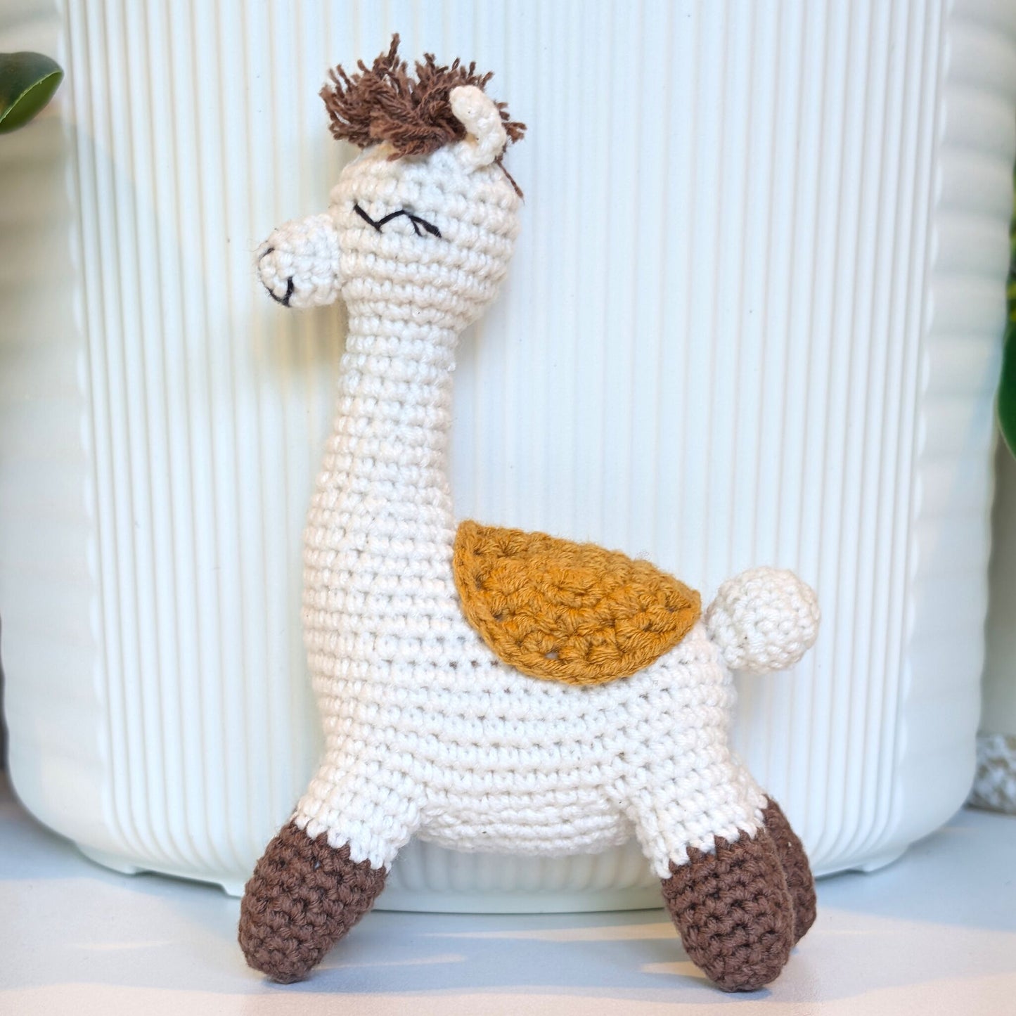 Alpaca in Brown Boots - Plush Amigurumi