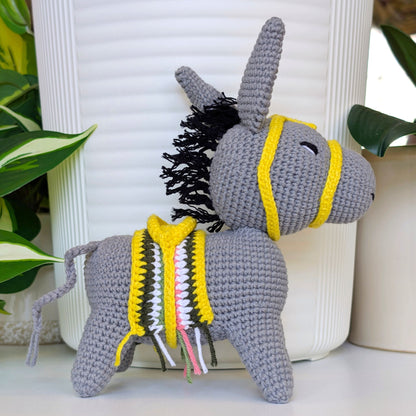 Andalusian Donkey (Yellow Saddle) - ML Crochet Plushie