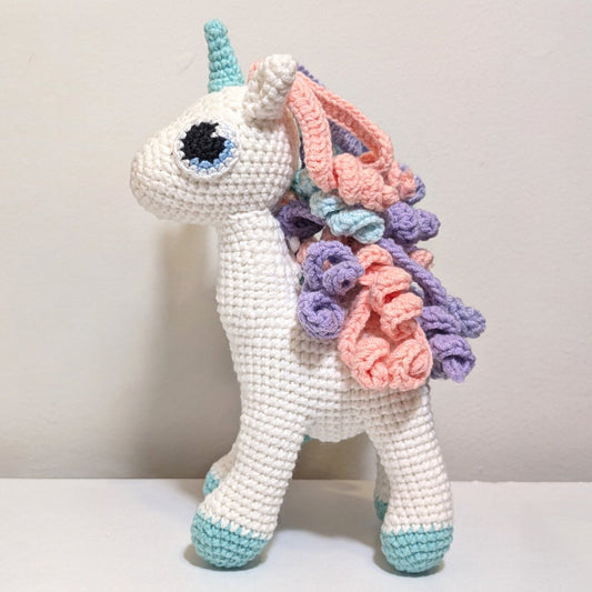 Unicorn (Aqua Foot) - Medium - Crochet Plushie