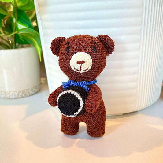 Bear Standing with Ball Amigurumi - Handmade Crochet Plushie