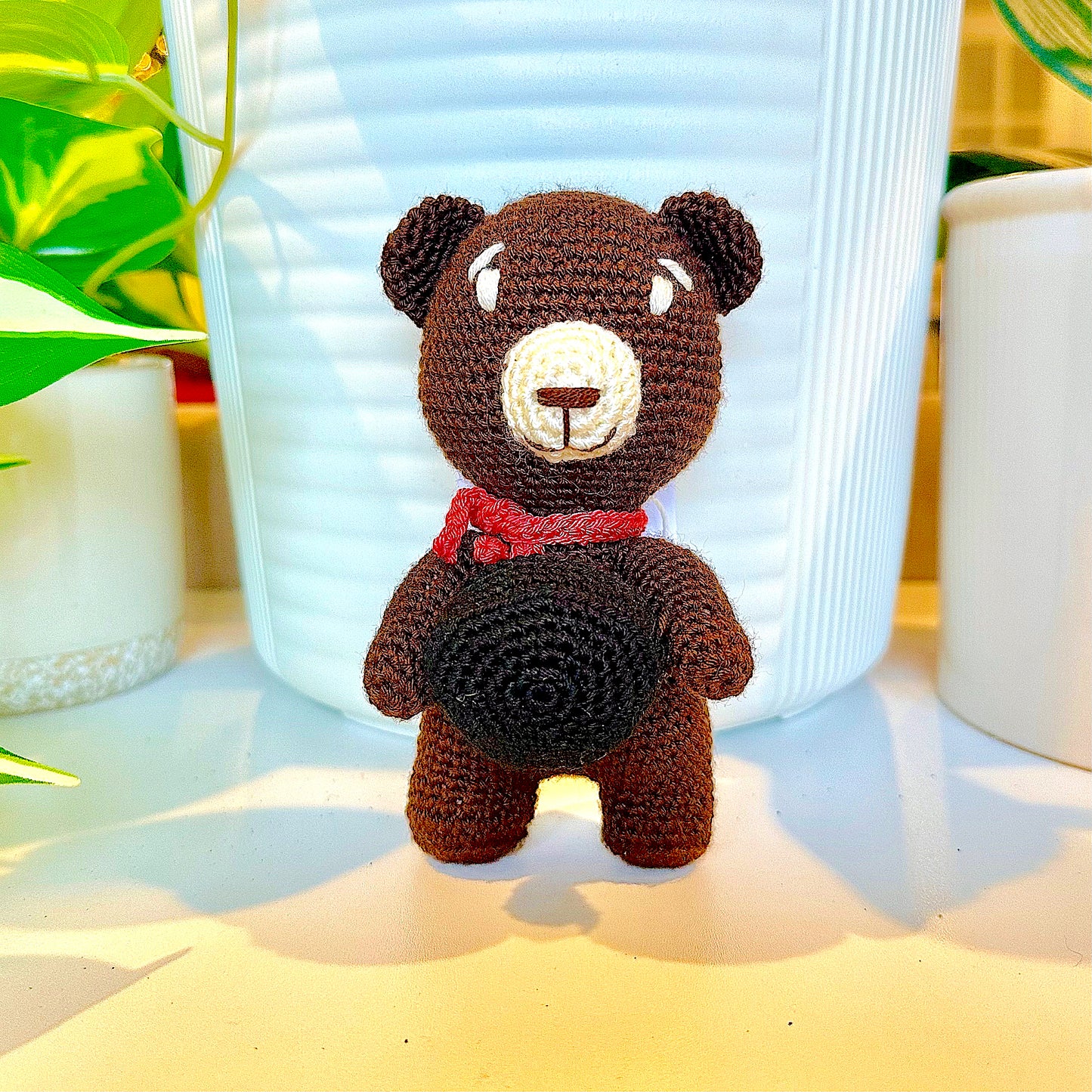 Bear Standing with Ball Amigurumi - Handmade Crochet Plushie