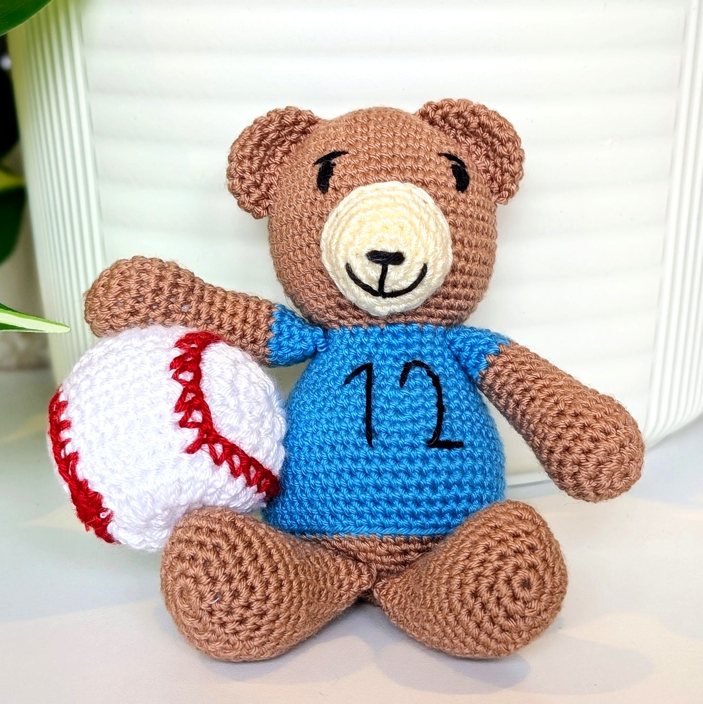 Bear with Baseball Amigurumi - Sand Brown - Crochet Plushie