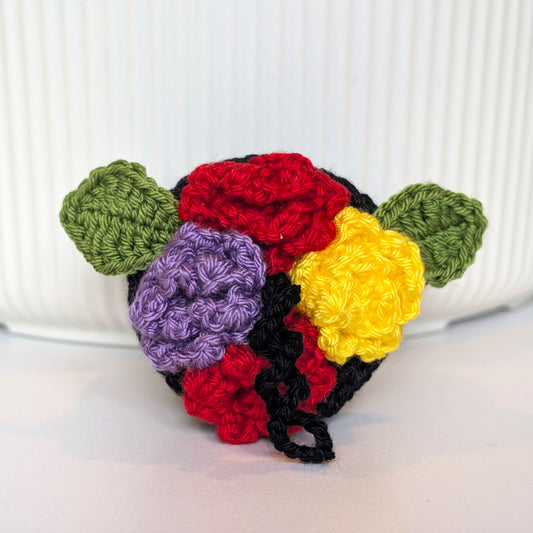 Blooming flowers in Black Pot Crochet Charm