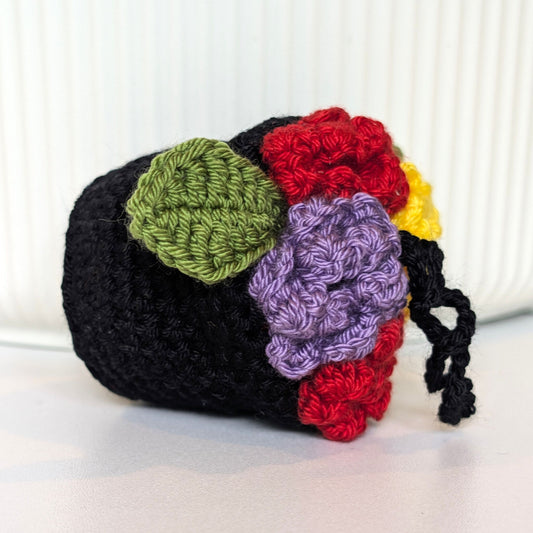 Blooming flowers in Black Pot Crochet Charm
