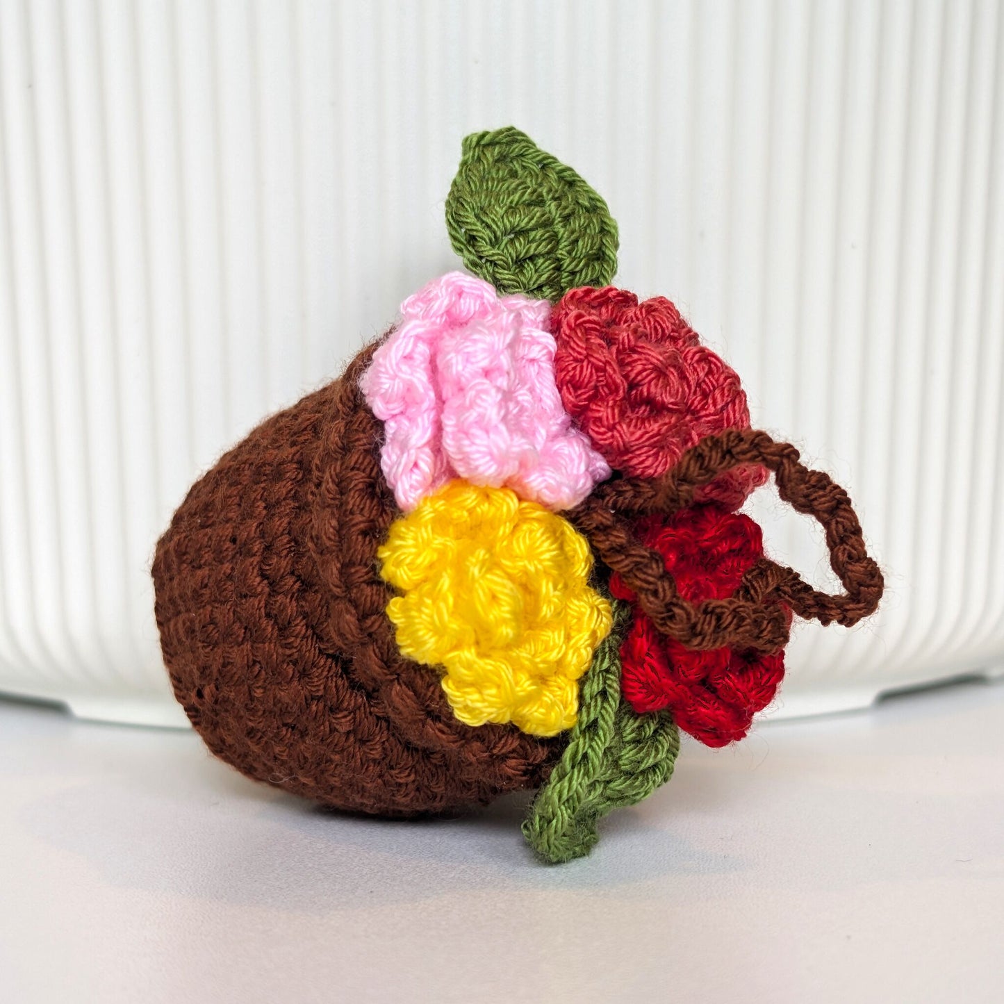 Blooming flowers in Brown Pot Crochet Charm