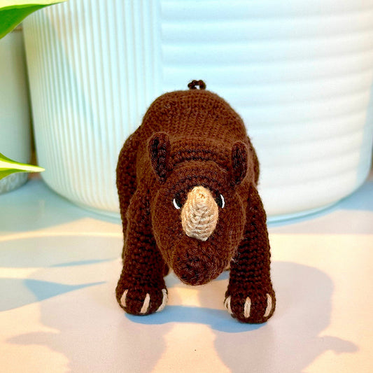 Rhinoceros Crochet Plush Brown - Amigurumi Figurine