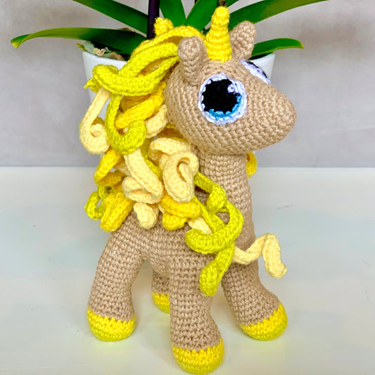 Unicorn (Brown) - Medium - Amigurumi Crochet Plushie