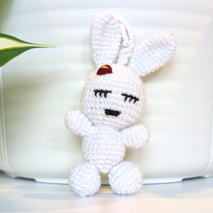 Bunny with Hair Accessory Bag Charm - Crochet Amigurumi