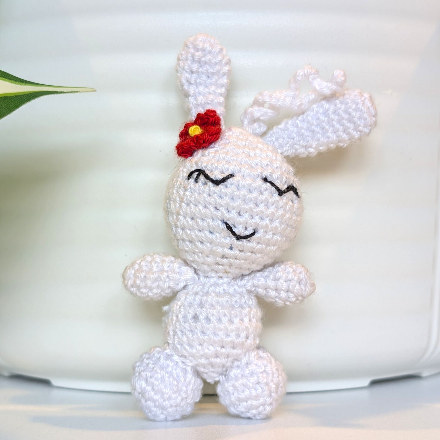 Bunny with Hair Accessory Bag Charm - Crochet Amigurumi