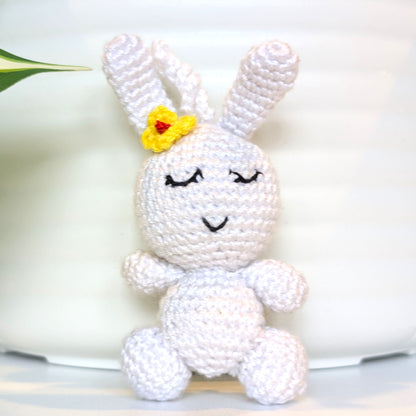 Bunny with Hair Accessory Bag Charm - Crochet Amigurumi