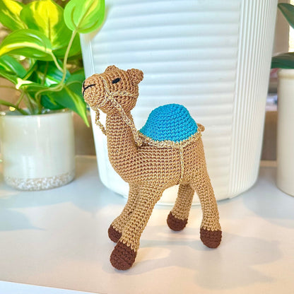 Camel in Gold Trim Amigurumi - Medium - Crochet Plush Figurine