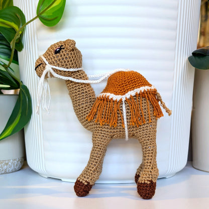 Camel with Fringed Saddle - Medium - Crochet Amigurumi Plush Figurine
