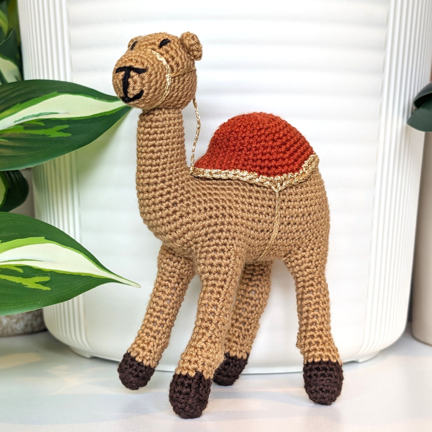 Camel in Gold Trim - Medium Crochet Plush Figurine