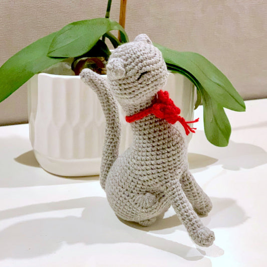 Cat Sitting Amigurumi - Handmade Crochet Plushie