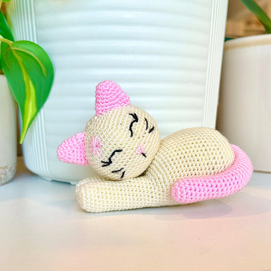 Cat Sleeping (Cream Medium) Amigurumi - Crochet Plushie