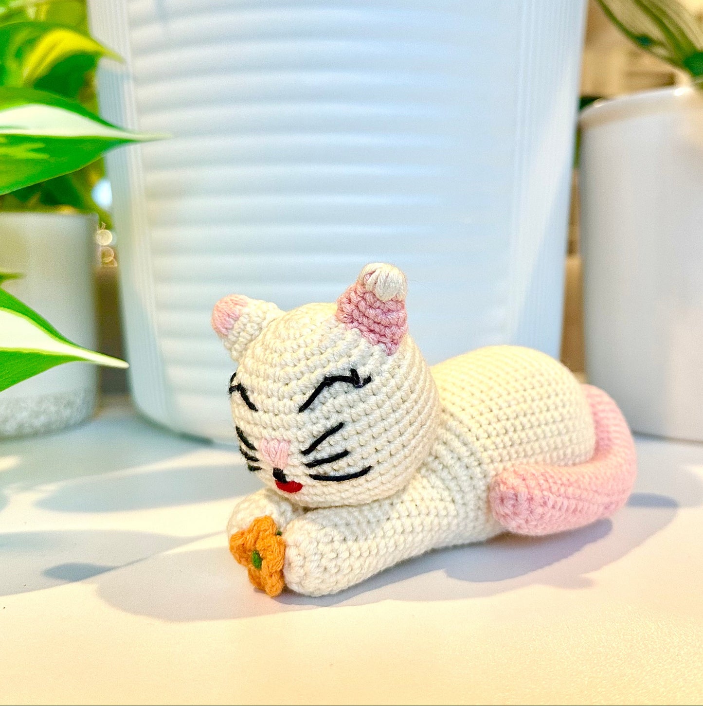 Cat Sleeping (Cream Medium) Amigurumi - Crochet Plushie