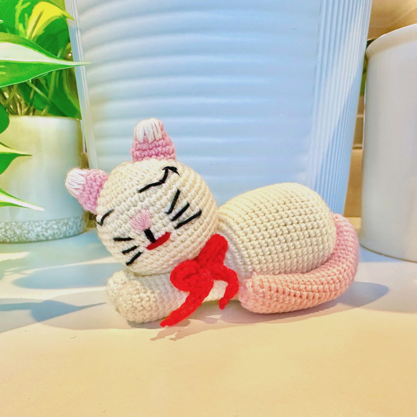 Cat Sleeping (Cream Medium) Amigurumi - Crochet Plushie