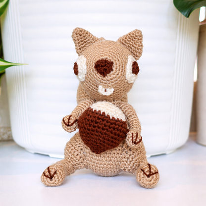 Squirrel with Acorn Amigurumi - Crochet Plush Charm