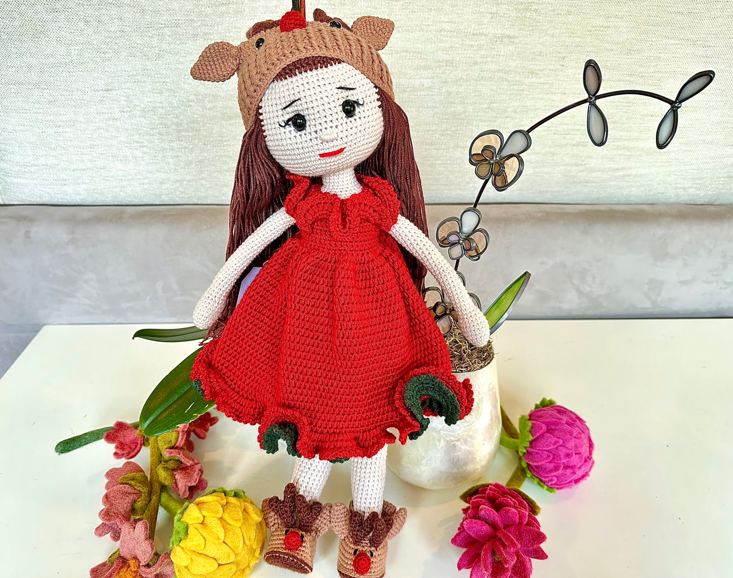 Holiday Reindeer Hat Doll