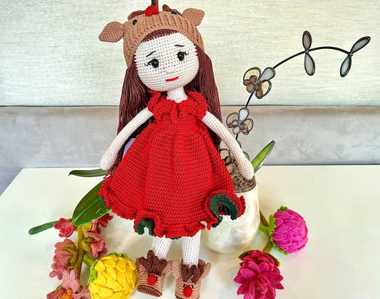 Holiday Reindeer Hat Doll