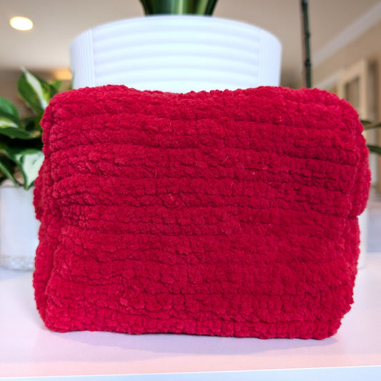 Rose Cosmetic Bag - Large Crochet Zipper Bag