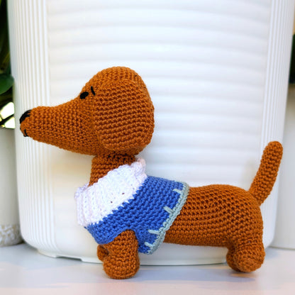Dachshund Dog (Collar) Crochet Plush - Ginger