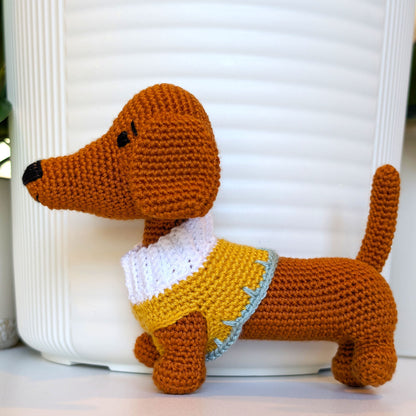 Dachshund Dog (Collar) Crochet Plush - Ginger