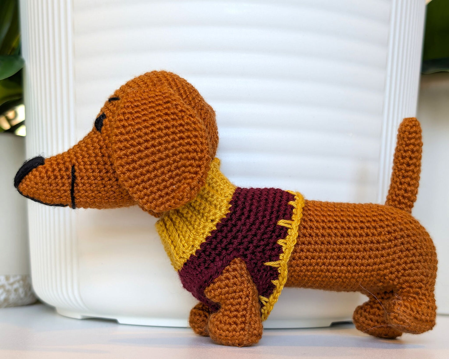 Dachshund Dog (Collar) Crochet Plush - Ginger