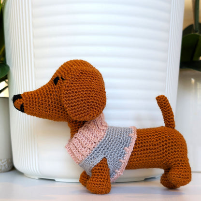 Dachshund Dog (Collar) Crochet Plush - Ginger