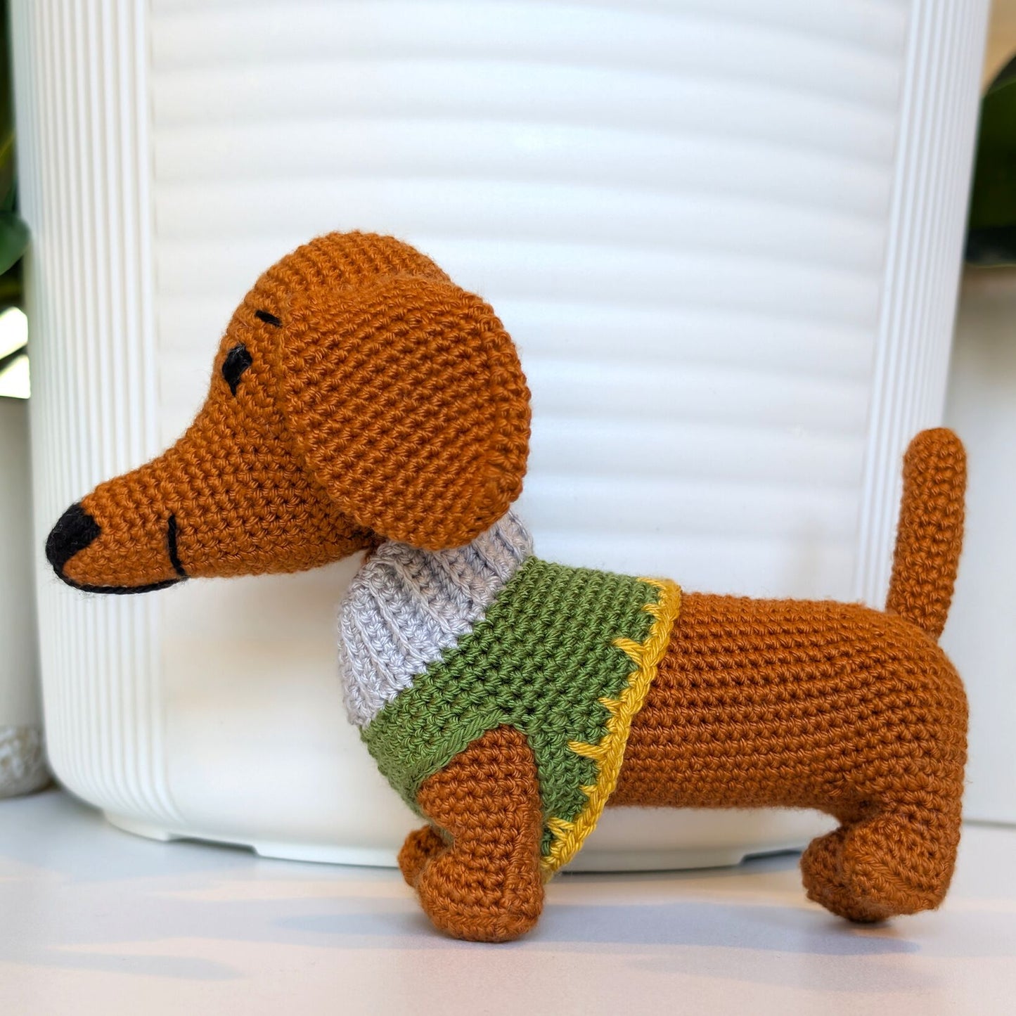 Dachshund Dog (Collar) Crochet Plush - Ginger