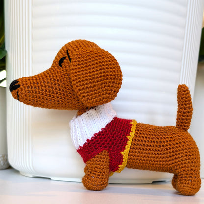 Dachshund Dog (Collar) Crochet Plush - Ginger