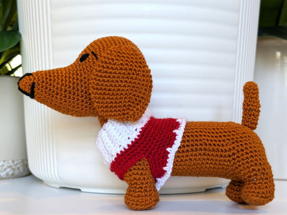Dachshund Dog (Collar) Crochet Plush - Ginger