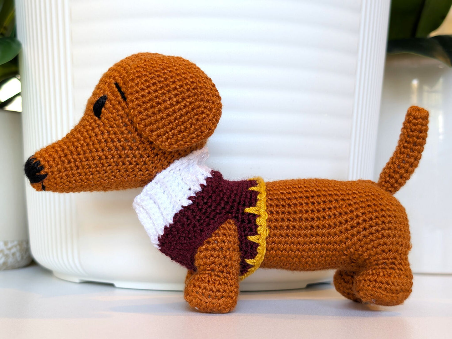 Dachshund Dog (Collar) Crochet Plush - Ginger