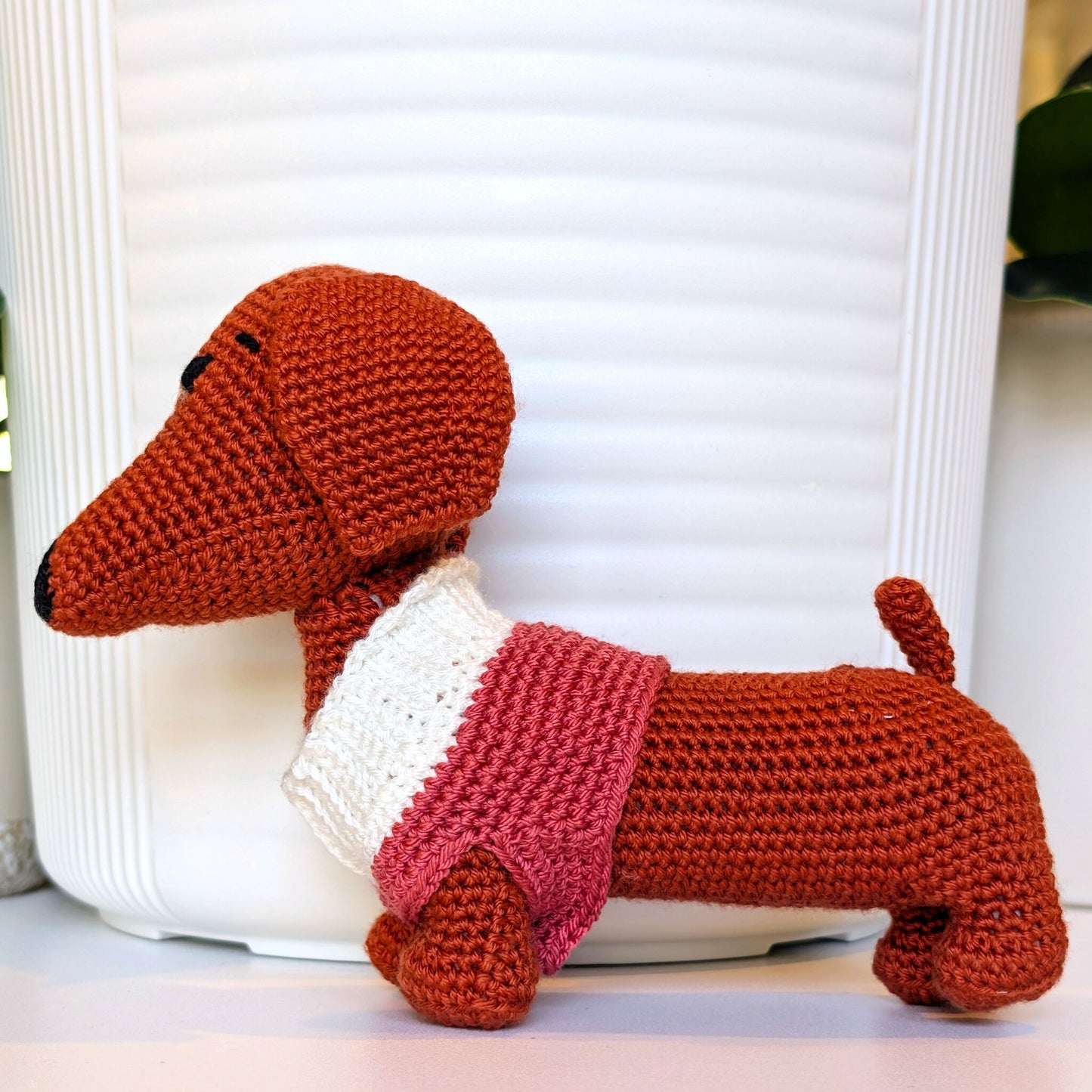 Dachshund Dog in Terracotta Amigurumi