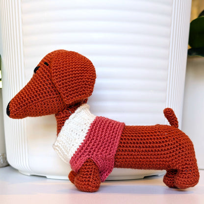 Dachshund Dog in Terracotta Amigurumi