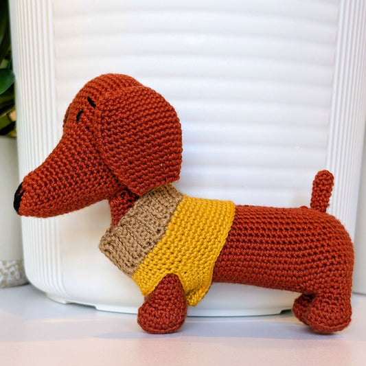 Dachshund Dog in Terracotta Amigurumi