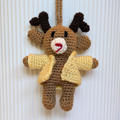 Deer in Hooded Jacket Amigurumi - Mini - Crochet Bag Charm