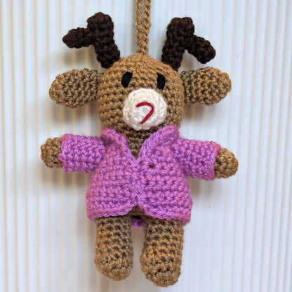 Deer in Hooded Jacket Amigurumi - Mini - Crochet Bag Charm
