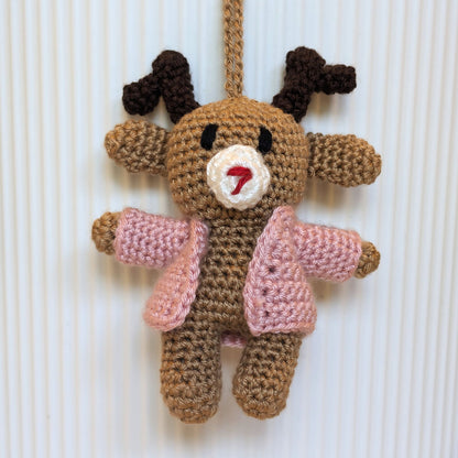 Deer in Hooded Jacket Amigurumi - Mini - Crochet Bag Charm