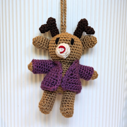 Deer in Hooded Jacket Amigurumi - Mini - Crochet Bag Charm