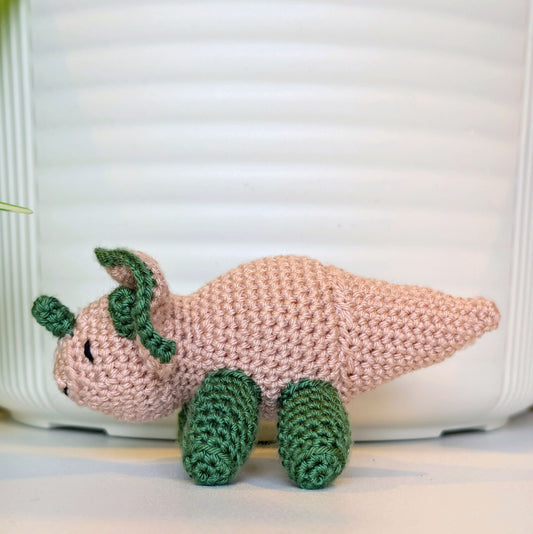 Triceratops Apricot Plushie - Crochet Dino