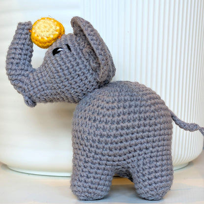 Elephant Amigurumi - Gray with Ball - Crochet Plush Figurine