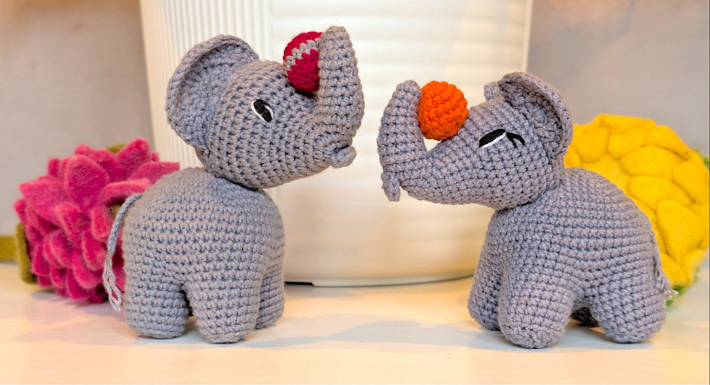 Elephant Amigurumi - Gray with Ball - Crochet Plush Figurine