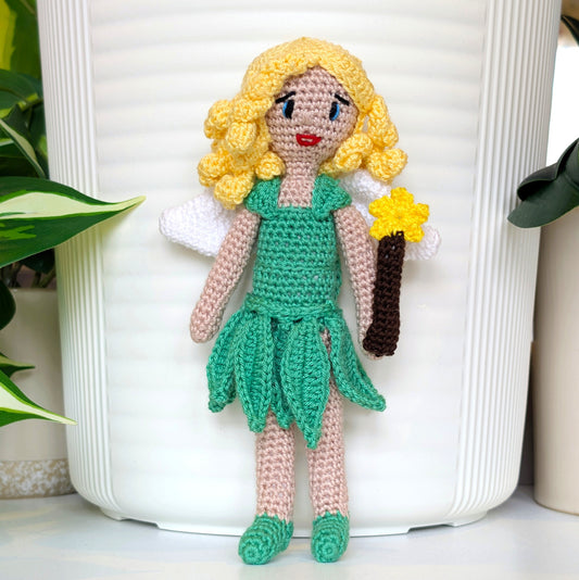 Fairy in a Leafy Dress Amigurumi - Handmade Crochet Doll