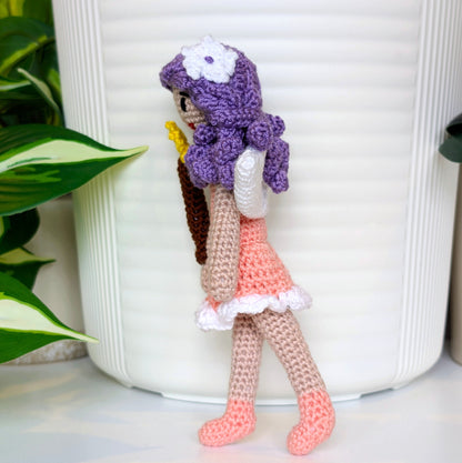 Fairy in a White Trim Dress Amigurumi - Handmade Crochet Doll