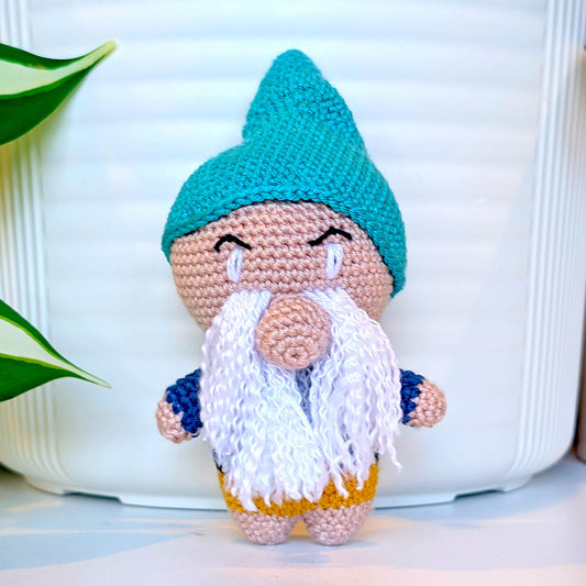Garden Gnome "Storm" in Beard - Crochet Plush Figurine