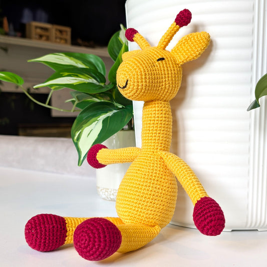 Giraffe Sitting (Ruby Red) Crochet Plush