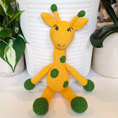 Giraffe (Yellow) Sitting in Dots - Medium